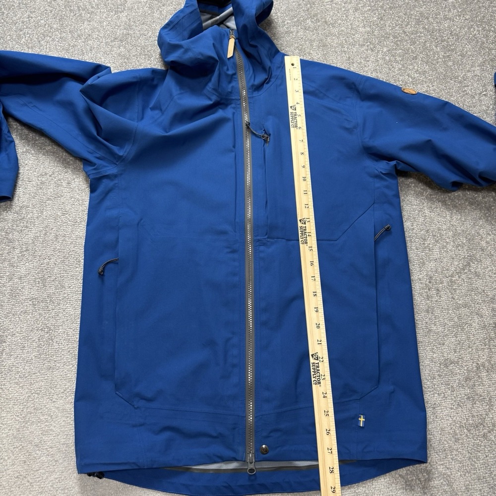 Fjallraven Abisko Eco Shell Blue Jacket Men's Small Hiking Rain Hood Pockets Zip - Picture 8 of 11